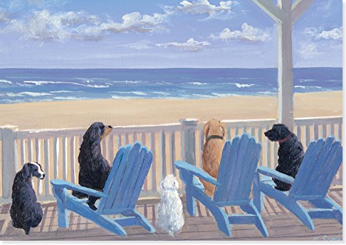 Dogs in deck chairs note cards (stationery)
