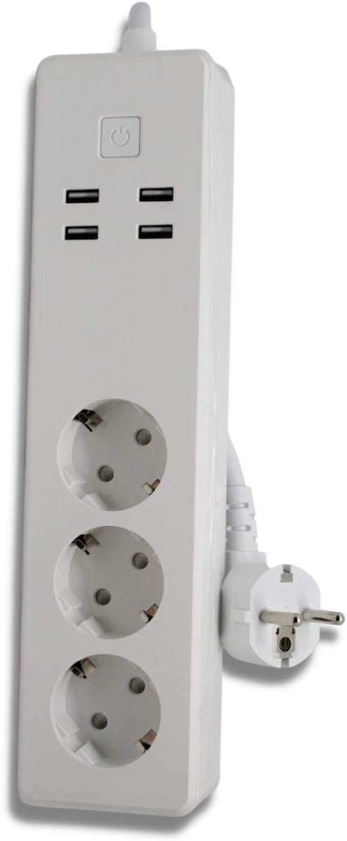 PATABIT Google Home Steckdosenleiste mit USB Smart WiFi Alexa Google Home Intelligente Steckdosenleiste mit drei italienischen Schuko Steckdosen und vier USB 2 4A Abmessungen 265x66x40