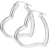 LeCalla 925 Sterling Silver Heart Hoop Earrings for Women | Love Theme Heart Shaped Hoop Earring | Womens Italian Love Heart Earrings Hoops