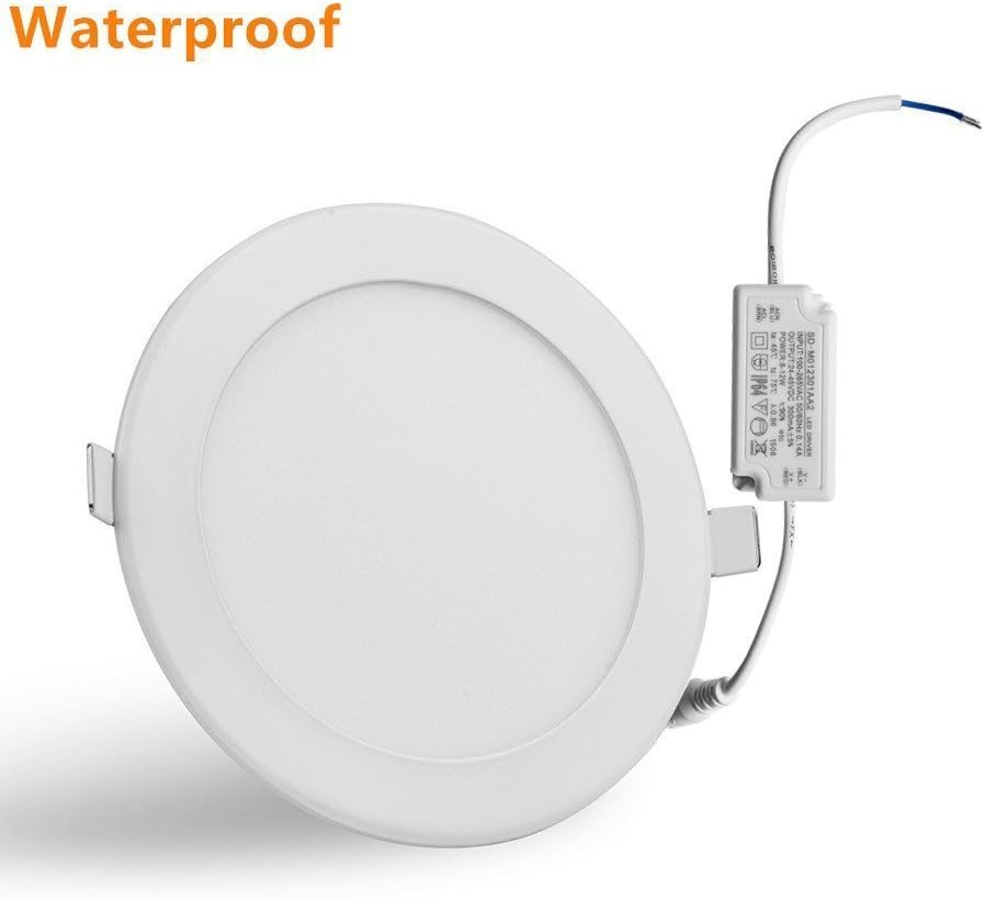 JZLiner LED Panel Light 12W 960LM, 80W Incandescent Equivalent, Cut Hole: 6.1-Inch Day White LED Recessed Lighting with Waterproof LED Driver fit for Bathroom Ceiling Light Fixture