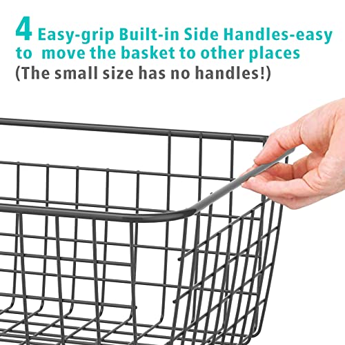 Wire Baskets, Fcolor 6 Pack Pantry Baskets for Storage, Black Metal
