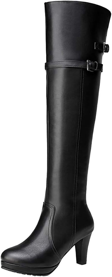 FRENDLY Women Ladies Fashion Over Knee High Heela Shoes Long Tube Knight Leather Boots