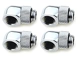 BXQINLENX Nickel-Plated Brass Silver Chrome G 1/4" Male to Female 90° Rotary Enhance Multi-Link Adapter Fitting for Computer Water Cooling System(4 PCS)