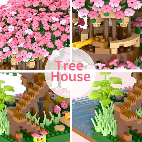 Uniiking® Cherry Blossom Tree Building Set, (2008pcs) Flowers Bonsai Mini Blocks Kit for Adult, Japanese Sakura-Tree House Building Blocks Set, Gift Ideas for Girls 8+