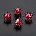 OTOSTAR Pure Handmade Bling Bling Rhinestones Tire Valve Stem Caps 4 Pack (Black/Red)