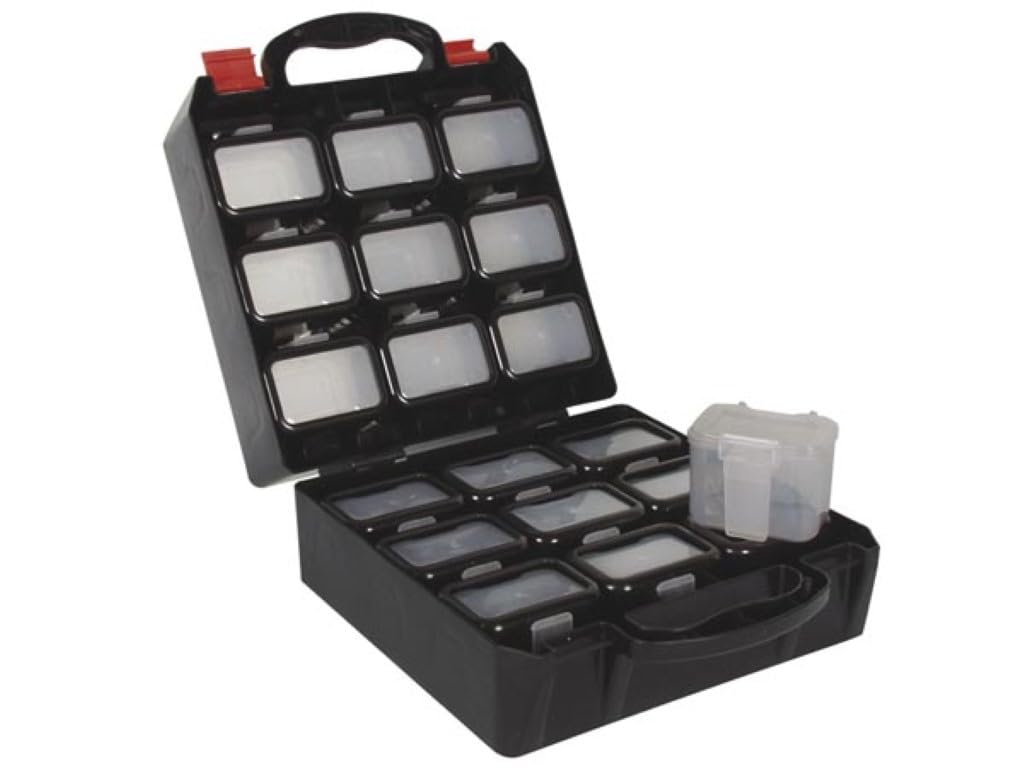 Perel OBB1 Plastic Tool Box with 18 Clip-On Inserts for Belt