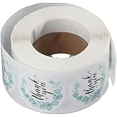 dohobby 500Pcs Blue Turquoise Pattern Thank You Label Stickers, 1.5 Inch Self Adhesive Roll Sticker for Small Business,Party