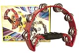 Pro Half Moon Tambourine - Double Row Cutaway 16 Sets of Jingles - Red