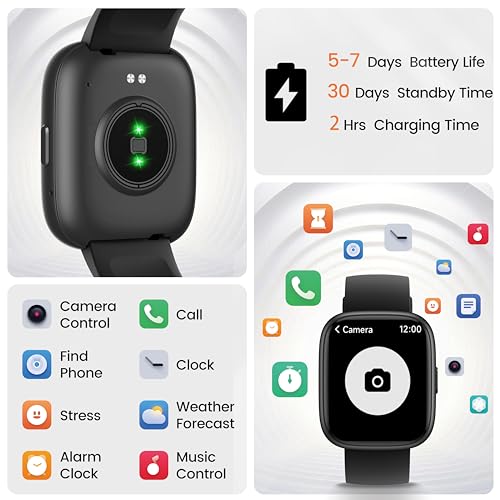 Smart Watch with Alexa Built-in, 1.83" HD Fitness Watch with Bluetooth Calling, New Smartwatch with Heart Rate/Sleep Monitor/Stress, 110+ Sports Modes, IP68 Waterproof Activity Tracker for Android iOS