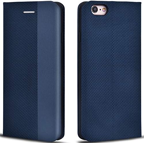 Aicoco Folio Case for iPhone 6, Premium Leather Flip Phone Protective Case Cover for Apple iPhone 6 and iPhone 6S (Blue)