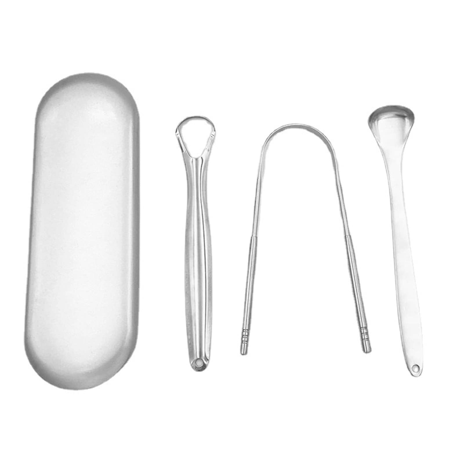 WANGCL Tongue Scraper 3 Pcs Professional Stainless Steel Tongue Cleaner Kit for Tongue Cleaning Optimal Oral Hygiene (Sliver)