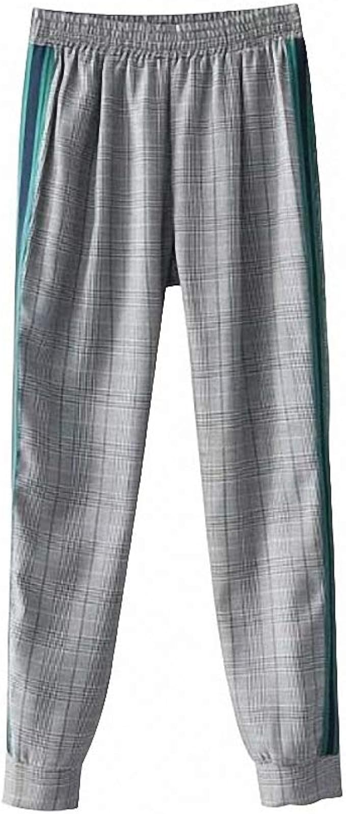 womens plaid pants with side stripe
