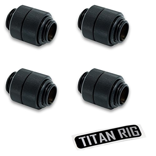 EKWB EK-AF G1/4" Rotary Male to Male Extender Fitting, Black, 4-Pack