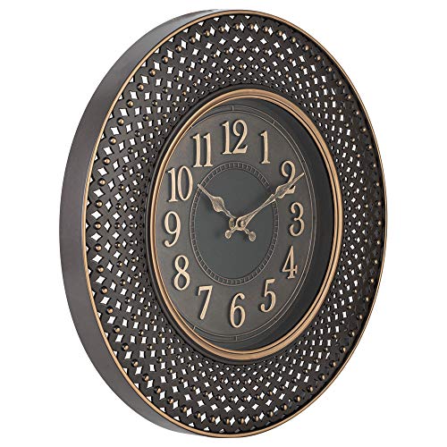 Pacific Bay Warendorf Large Decorative Light-Weight 16-inch Wall Clock Silent, Non-Ticking, 3-D Aluminum Dial, Easy-to-Read, Quartz Battery Operated, Glass Face Cover