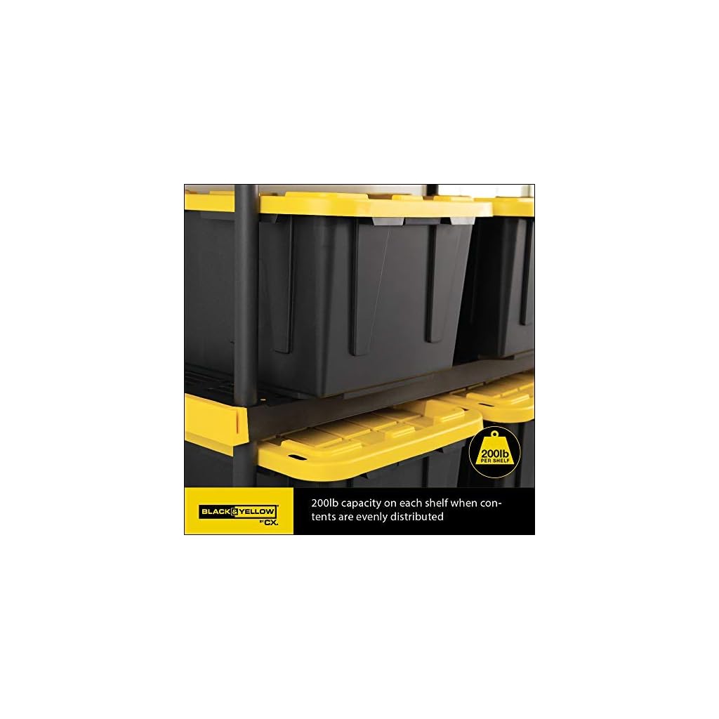 Original Black & Yellow 4Tier Storage Shelving Unit, Indoor/Outdoor