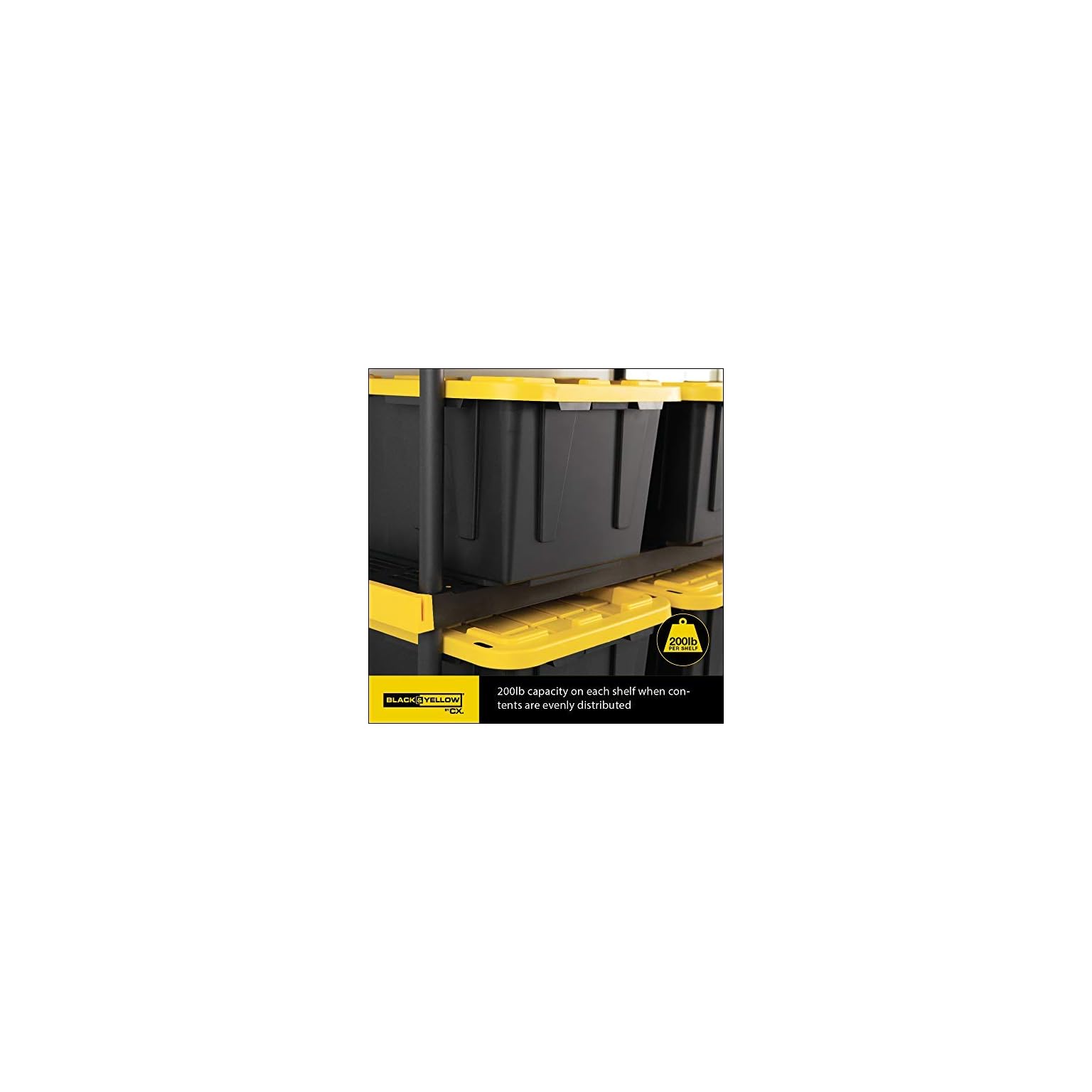 Original Black & Yellow 4Tier Storage Shelving Unit, Indoor/Outdoor