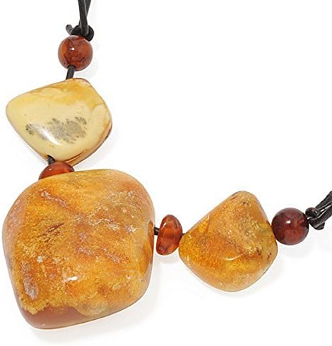 Baltic Antique Butterscotch Egg York Amber Necklace Pendant Unisex Leather 87cm in 43g
