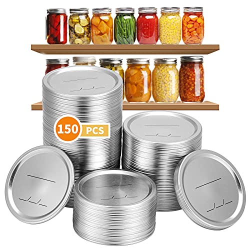 150Count Wide Mouth Canning Lids for Ball, Kerr Jars 86mm SplitType Metal Mason Jar Lids for