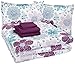 Amazon Basics Kid's Easy Care Microfiber Bed-in-a-Bag 7-Piece Bedding Set, Full/Queen, Purple Flowers, Floral