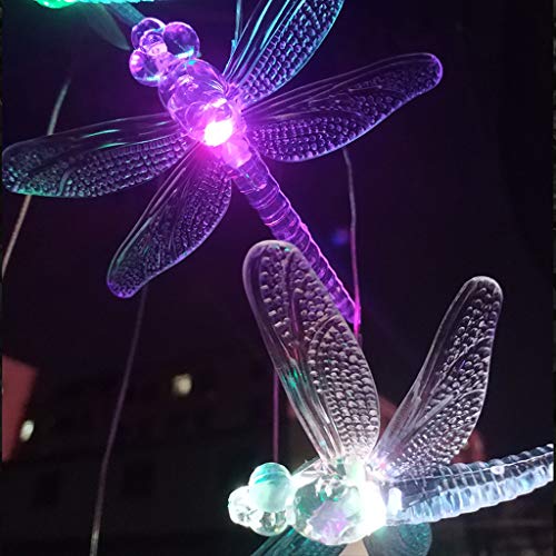 Gotian LED Solar Powered Dragonfly Wind Chimes Light Home Garden Hanging Lamp Decor, Great for Brightening and Embellishing Your Balcony, Garden, Pathway and Child Room