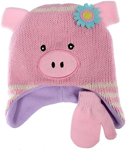 Chili Peppers Toddler Boys/Girls Animal Laplander Fleece Beanie (Pig)