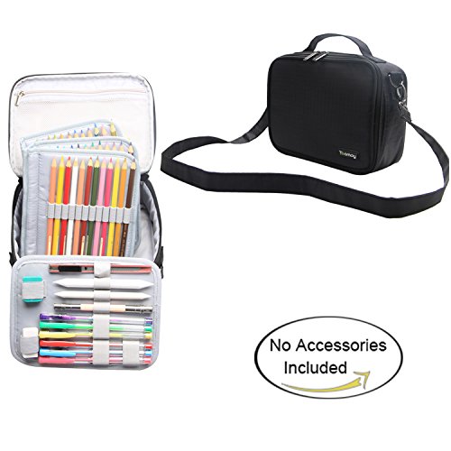 Teamoy colored pencils case, travel gadget bag with han…