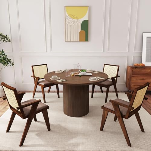 PHOYAL Round Dining Table, 47 Inch Dining Table Kitchen Table Small Dinner Table Farmhouse Kitchen Dinning Table for Kitchen Living Room Walnut Color (Chairs not Included)