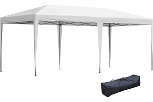Outsunny 10' x 20' Pop Up Canopy Tent, Upgraded Heavy Duty Tents for Parties, Outdoor Instant Gazebo Sun Shade Shelter with Carry Bag, for Catering, Events, Wedding, Backyard BBQ, White