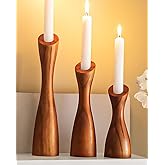 OLEEK wooden taper candle holders - wood taper candle holders for Table Centerpiece - wood candlestick holders (9", 8", 6") - wooden candlestick holder for 7/8" candle stick candlesticks holders woods