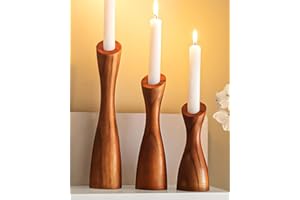 OLEEK wooden taper candle holders - wood taper candle holders for Table Centerpiece - wood candlestick holders (9", 8", 6") - wooden candlestick holders for 7/8" candlestick - candlestick holders wood
