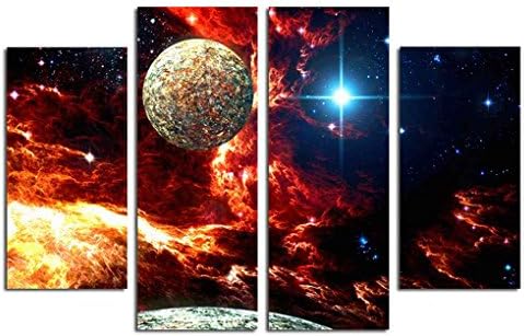 Chilie 4 Panels Universe Galaxy Oil Painting Starry Sky Wall Pictures Oil Drawing Posters for Living Room Hall Office Hotel