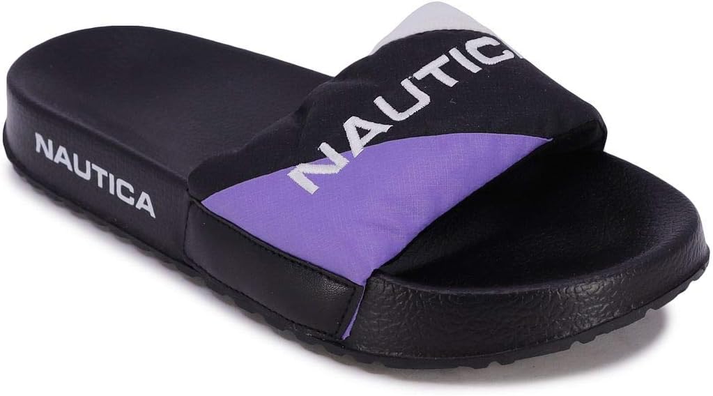 Nautica Women's Athletic Slides, Thick Fluffy Strap, Sandals, Shower