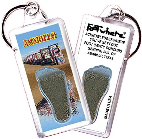 Amarillo “FootWhere” Souvenir Keychain. Made in USA (AMR105 - Cadillac Ranch)