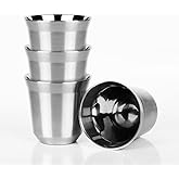 DECOLUSH 75mL (2.5 Ounce) Stainless Steel Espresso Cups - 4 Pack Double Wall Insulated Cups Demitasse Cups Coffee Cup For Drinking, Drinking Coffee, Drinking Beverages