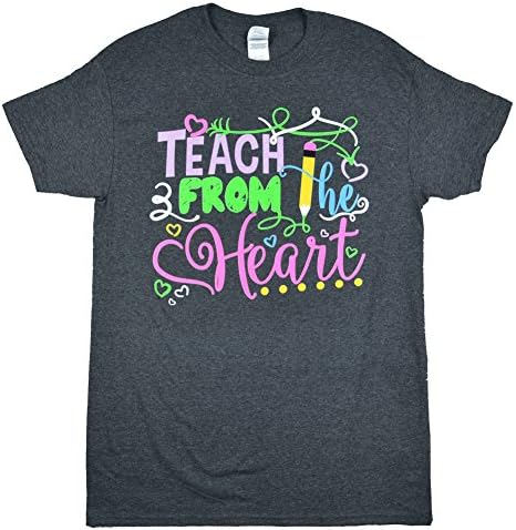 Teach From the Heart Dark Heather T-Shirt - Tees2urdoor - 4XL - Short Sleeve
