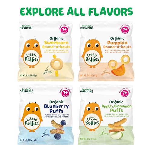 LITTLE BELLIES ORGANIC PUFFS VARIETY PACK, BLUEBERRY & APPLE AND CINNAMON (PACK OF 18)