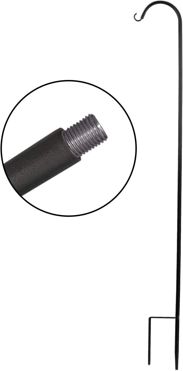 BROPRO Shepherd Hook, Adjustable Heavy Duty Garden Hanging Holder, Rust Resistant Coating, Metal Hook Hangers for Weddings, Bird Feeders, Solar Lights, Flower Basket, Lanterns, 65Inches, 1 Pack