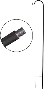 BROPRO Shepherd Hook, Adjustable Heavy Duty Garden Hanging Holder, Rust Resistant Coating, Metal Hook Hangers for Weddings, Bird Feeders, Solar Lights, Flower Basket, Lanterns, 65Inches, 1 Pack