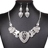 On The Journey Tibet Silver Bib Statement Choker Chunky Tribal Rhinestone Necklace