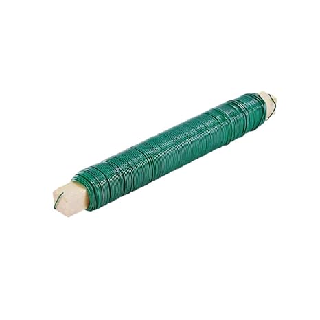 10x INDUTEC Wickeldraht Bindedraht Blumendraht auf Holzstab - grün - DS: 0,65 mm - a 100 g