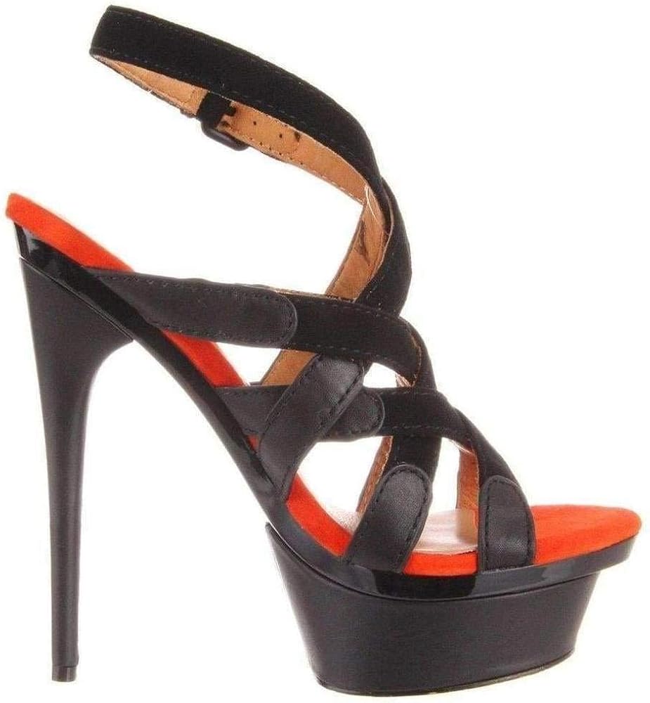 black cage sandals heels