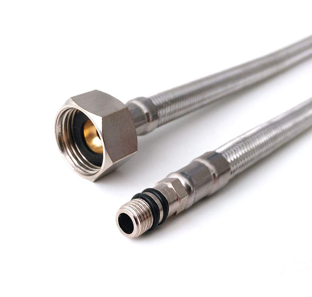 Xcel Home 2 x M10 (10mm) x 1/2 BSP Flexible Tap Connector (400mm) | Pair Braided Stainless Steel | Flexi Pipe Tails for Kitchen Sink & Bathroom Basin Monobloc Mixer DIY Replacement & Plumbing Solution