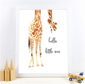 Cgsmvp Giraffe Print Hello Little One Kinderzimmer Wand Kunst Leinwand Gemalde Nordic Poster Wand Bild Baby Girl Boy Geschenk Kinderzimmer Dekor 50x70cm Kein Rahmen Amazon De Kuche Haushalt