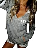 HANA+DORA Womens Hoodie Long Sleeve Sweatshirt Grey L