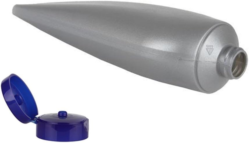 12 Oz. Silver Tottle Hdpe 22-400 Plastic Bottle w/Flip Top Dark Blue Dispensing Cap
