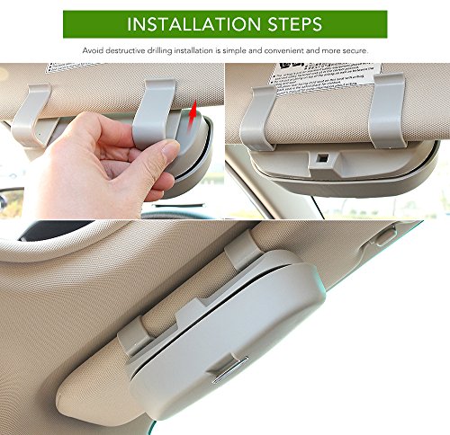 HOLDCY Car Glasses Holder Sun Visor Clip - Eye Sunglasses Storage Holder Box - Automotive Accessories ABS 1Pcs Apply to All Car Models (Gray)