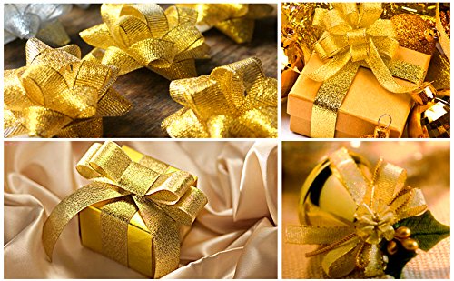 image for VATIN 2 Rolls Glitter Metallic Gold Ribbon 1