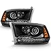 AKKON - For 2013-2018 RAM 1500 2500 3500 Black LED Projector Headlights Left+Right Pair Set
