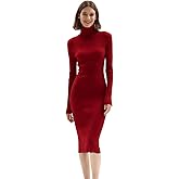 v28 Women Stretchable Knitted Long Sleeve Slim Fitted Ribbed Soft Sweater Dress