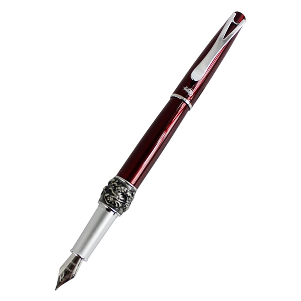 Gullor Classic Hovering Dragon Fountain Pen Y2 Original Pen Pouch Gift Box Set - Claret